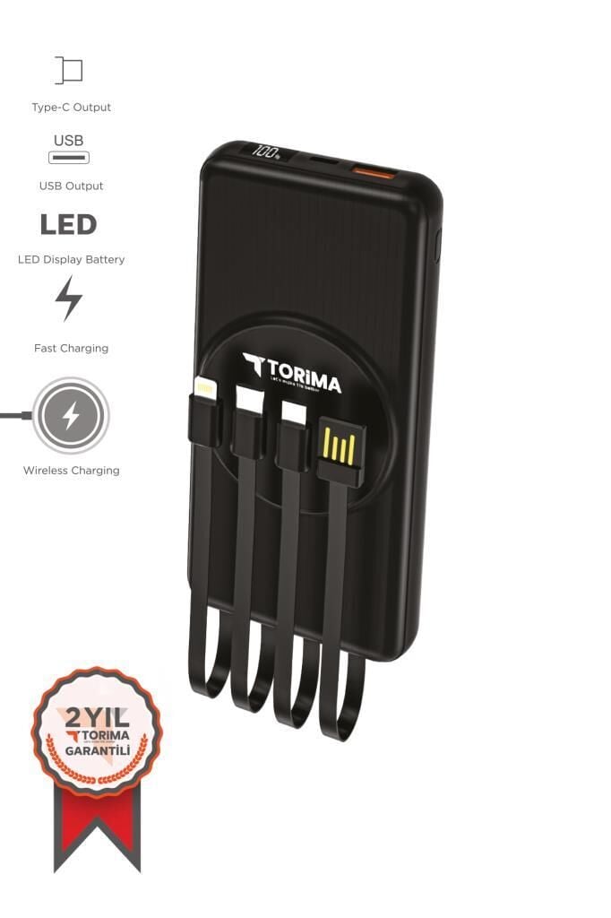 Taşınabilir Batarya 10000 Mah Hızlı Şarj Dijital Göstergeli Magsafe Powerbank TRM-1014 Siyah