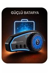 İtercom Motorsiklet Bluetooth Kask İnterkom Kulaklık BT35 Siyah