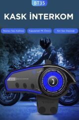 İtercom Motorsiklet Bluetooth Kask İnterkom Kulaklık BT35 Siyah