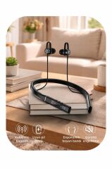 Bluetooth Kulaklık Manyetik Neckband Kablosuz Kulaklık TB03 Siyah
