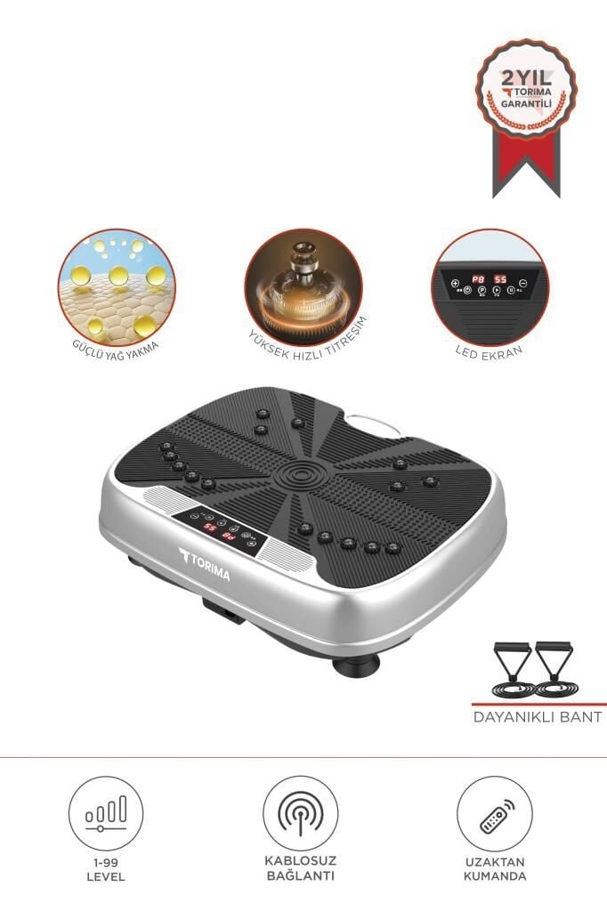 Torima VEP-1000 Beyaz Yüksek Titreşimli Programlı Kumandalı Egzersiz Aleti ve Kondisyon Aleti