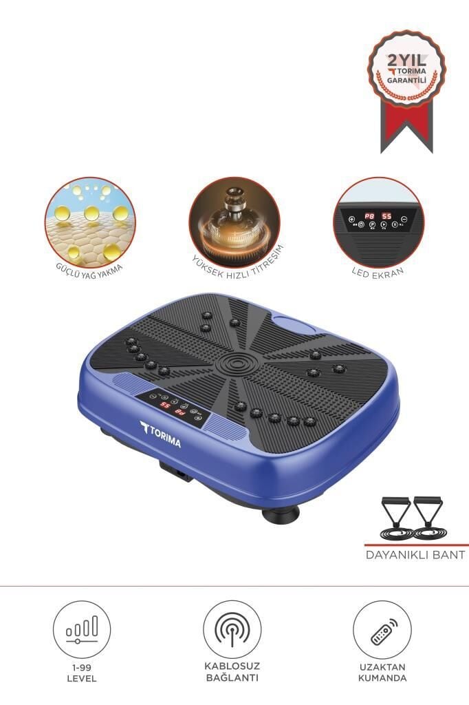 Egzersiz Aleti Kumandalı Yüksek Titreşimli Programlı Kondisyon Aleti VEP1000 Mavi