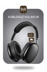 Bluetooth Kulaklık Kulak Üstü Sd Kart Girişli Kablosuz Aux Kablolu Kulaklık P9 Pro Max Siyah