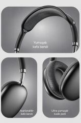 Torima Bluetooth Kulaklık Kulak Üstü Sd Kart Girişli Kablosuz Aux Kablolu Kulaklık P9 Pro Max Siyah