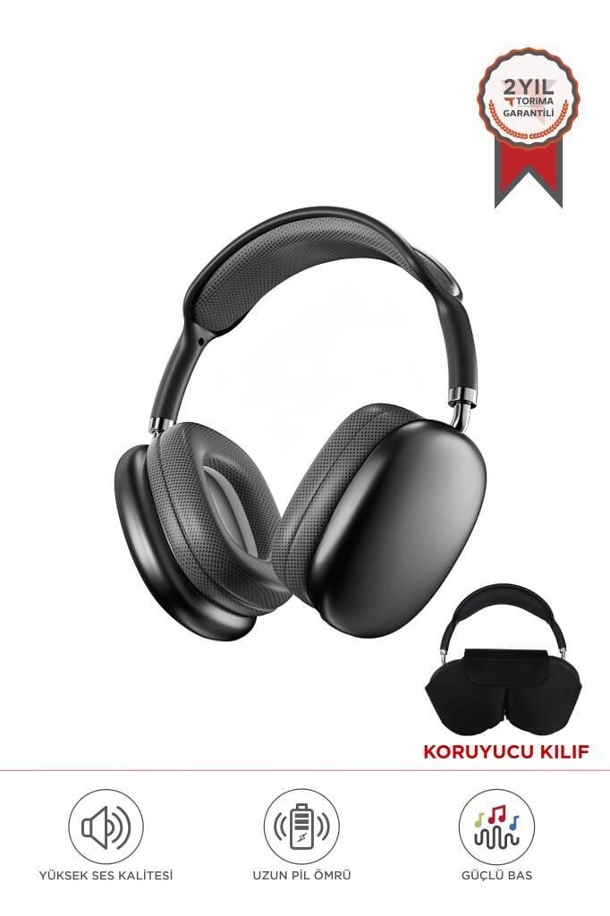 Torima P9 Pro Max Siyah Kablosuz 5.0 Mikrofonlu Sd Kart Girişli Aux Kablolu Bluetooth Kulaklık