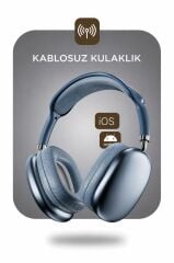 Bluetooth Kulaklık Kulak Üstü Sd Kart Girişli Kablosuz Aux Kablolu Kulaklık P9 Pro Max Mavi