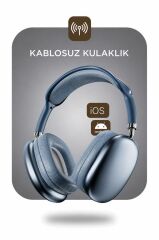 Bluetooth Kulaklık Kulak Üstü Sd Kart Girişli Kablosuz Aux Kablolu Kulaklık P9 Pro Max Mavi