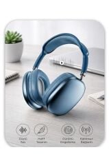 Bluetooth Kulaklık Kulak Üstü Sd Kart Girişli Kablosuz Aux Kablolu Kulaklık P9 Pro Max Mavi
