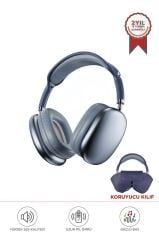 Bluetooth Kulaklık Kulak Üstü Sd Kart Girişli Kablosuz Aux Kablolu Kulaklık P9 Pro Max Mavi