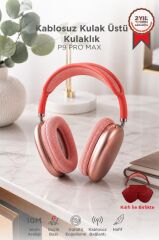 Bluetooth Kulaklık Kulak Üstü Sd Kart Girişli Kablosuz Aux Kablolu Kulaklık P9 Pro Max Pembe