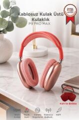 Bluetooth Kulaklık Kulak Üstü Sd Kart Girişli Kablosuz Aux Kablolu Kulaklık P9 Pro Max Pembe