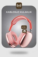 Bluetooth Kulaklık Kulak Üstü Sd Kart Girişli Kablosuz Aux Kablolu Kulaklık P9 Pro Max Pembe