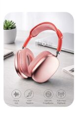 Bluetooth Kulaklık Kulak Üstü Sd Kart Girişli Kablosuz Aux Kablolu Kulaklık P9 Pro Max Pembe