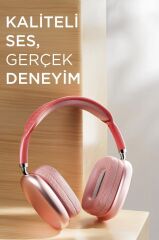Torima P9 Pro Max Pembe Kablosuz 5.0 Mikrofonlu Sd Kart Girişli Aux Kablolu Bluetooth Kulaklık