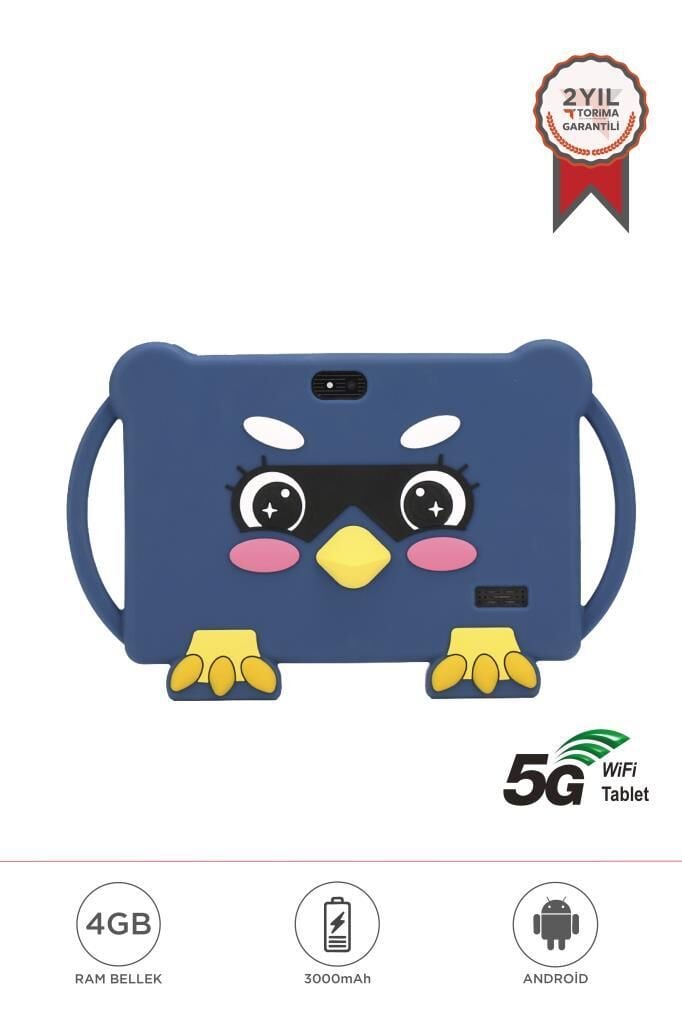 Tablet 4GB 128GB Android 13 Kılıf Hediyeli Çocuk Tableti T13 Mavi