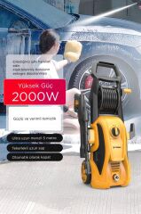 Oto Halı Bahçe Temizleme ve Yıkama Makinesi 2000W 150 Bar Yüksek Basınçlı HPC01 Sarı