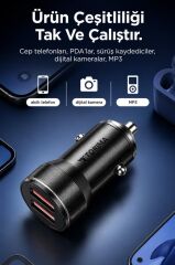 Araç Şarj Cihazı 2 Usb Portlu Transmitter C01 Siyah