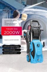 Oto Halı Bahçe Temizleme ve Yıkama Makinesi 2000W 150 Bar Yüksek Basınçlı HPC01 Mavi
