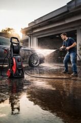 Oto Halı Bahçe Temizleme ve Yıkama Makinesi 2000W 150 Bar Yüksek Basınçlı HPC01 Kırmızı