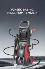 Oto Halı Bahçe Temizleme ve Yıkama Makinesi 2000W 150 Bar Yüksek Basınçlı HPC01 Kırmızı