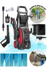 Oto Halı Bahçe Temizleme ve Yıkama Makinesi 2000W 150 Bar Yüksek Basınçlı HPC01 Kırmızı