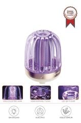 Elektrikli Sinek Öldürücü Şarjlı Uv Işıklı Lamba Sivrisinek Kovucu Sineksavar SSK10 Krem