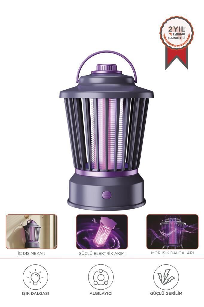 Elektrikli Sinek Öldürücü Şarjlı Uv Işıklı Lamba Sivrisinek Kovucu Sineksavar SSK12 Siyah