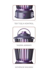 Elektrikli Sinek Öldürücü Şarjlı Uv Işıklı Lamba Sivrisinek Kovucu Sineksavar SSK12 Siyah