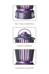 Elektrikli Sinek Öldürücü Şarjlı Uv Işıklı Lamba Sivrisinek Kovucu Sineksavar SSK12 Siyah