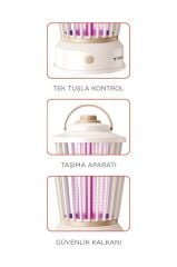 Elektrikli Sinek Öldürücü Şarjlı Uv Işıklı Lamba Sivrisinek Kovucu Sineksavar SSK12 Beyaz