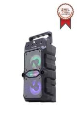 KTS-1096 Gri Bluetooth Parti Hoparlörü 3 Inç × 2 Kablosuz Speaker Radyo-usb-tf Girişli