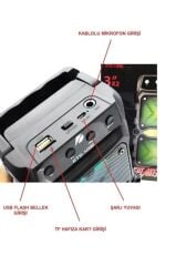 KTS-1096 Gri Bluetooth Parti Hoparlörü 3 Inç × 2 Kablosuz Speaker Radyo-usb-tf Girişli