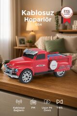 Bluetooth Hoparlör Pickup Araba Güneş Enerjili Speaker D54 Kırmızı