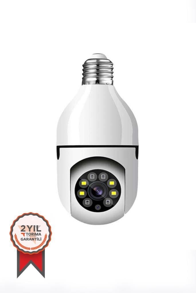 Güvenlik Kamerası 360 Derece Dönebilen 1080P Full Hd Ampül Smart Ip Kamera CMR6 Beyaz