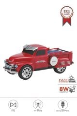 Bluetooth Hoparlör Pickup Araba Güneş Enerjili Speaker D54 Kırmızı