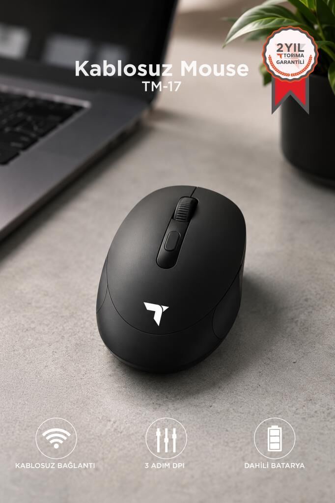Mouse Çift Modlu Sessiz Kablosuz Fare TM17 Siyah