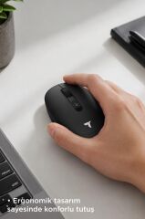 Mouse Çift Modlu Sessiz Kablosuz Fare TM17 Siyah