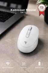 Mouse Çift Modlu Sessiz Kablosuz Fare TM17 Beyaz