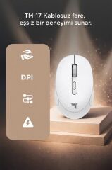 Mouse Çift Modlu Sessiz Kablosuz Fare TM17 Beyaz