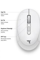 Mouse Çift Modlu Sessiz Kablosuz Fare TM17 Beyaz
