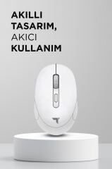 Mouse Çift Modlu Sessiz Kablosuz Fare TM17 Beyaz
