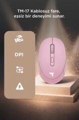 Mouse Çift Modlu Sessiz Kablosuz Fare TM17 Pembe