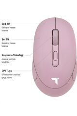 Mouse Çift Modlu Sessiz Kablosuz Fare TM17 Pembe