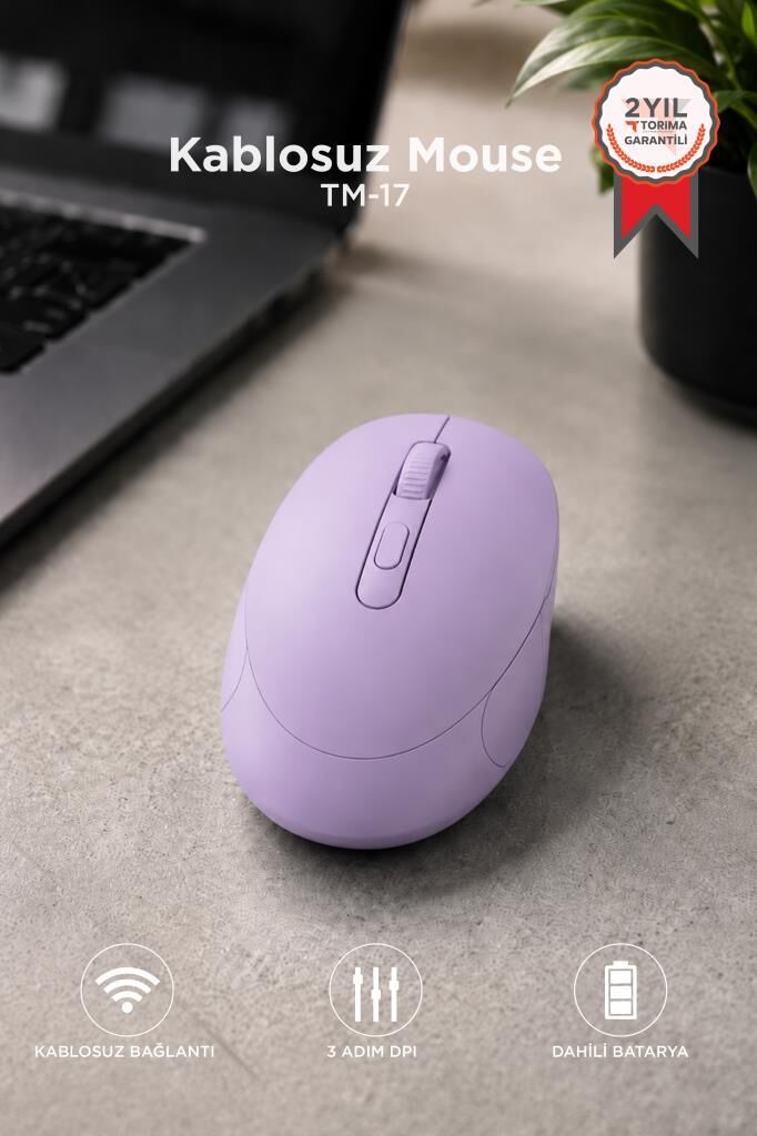 Mouse Çift Modlu Sessiz Kablosuz Fare TM17 Mor