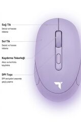 Mouse Çift Modlu Sessiz Kablosuz Fare TM17 Mor