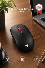 Mouse Çift Modlu Sessiz Kablosuz Fare TM18 Siyah