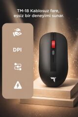 Mouse Çift Modlu Sessiz Kablosuz Fare TM18 Siyah