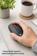 Mouse Çift Modlu Sessiz Kablosuz Fare TM18 Siyah