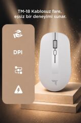 Mouse Çift Modlu Sessiz Kablosuz Fare TM18 Beyaz