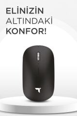 Mouse Çift Modlu Sessiz Kablosuz Fare TM19 Siyah